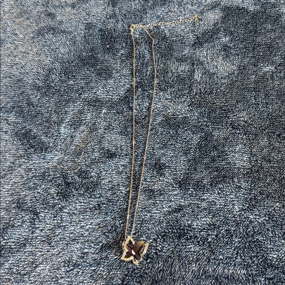 Gemance Silver and Purple Butterfly Pendant Necklace